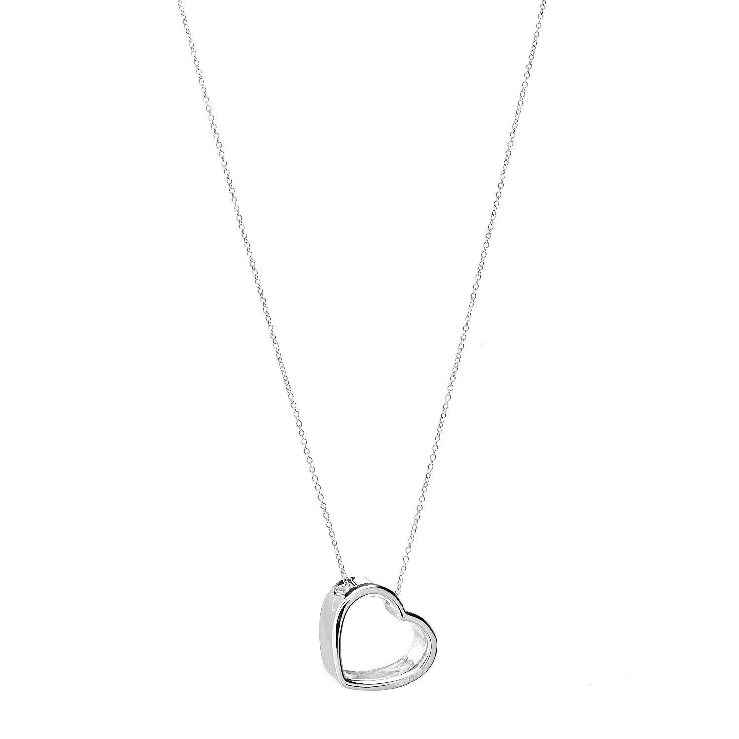 Tiffany Sterling Silver Slanted Heart Pendant Necklace 1 of 6