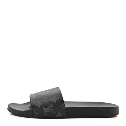 Louis Vuitton Rubber Monogram Eclipse Mens Waterfront Mules 10 Black 1 of 9