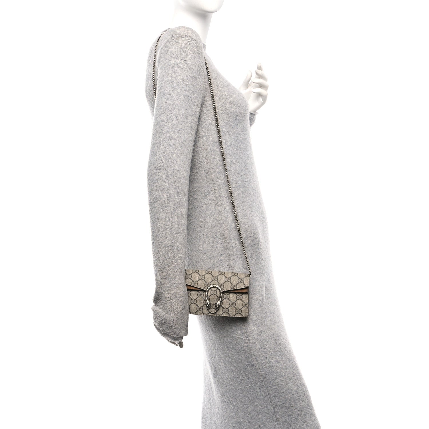 Gucci GG Supreme Monogram Super Mini Dionysus Shoulder Bag Taupe 3 of 19