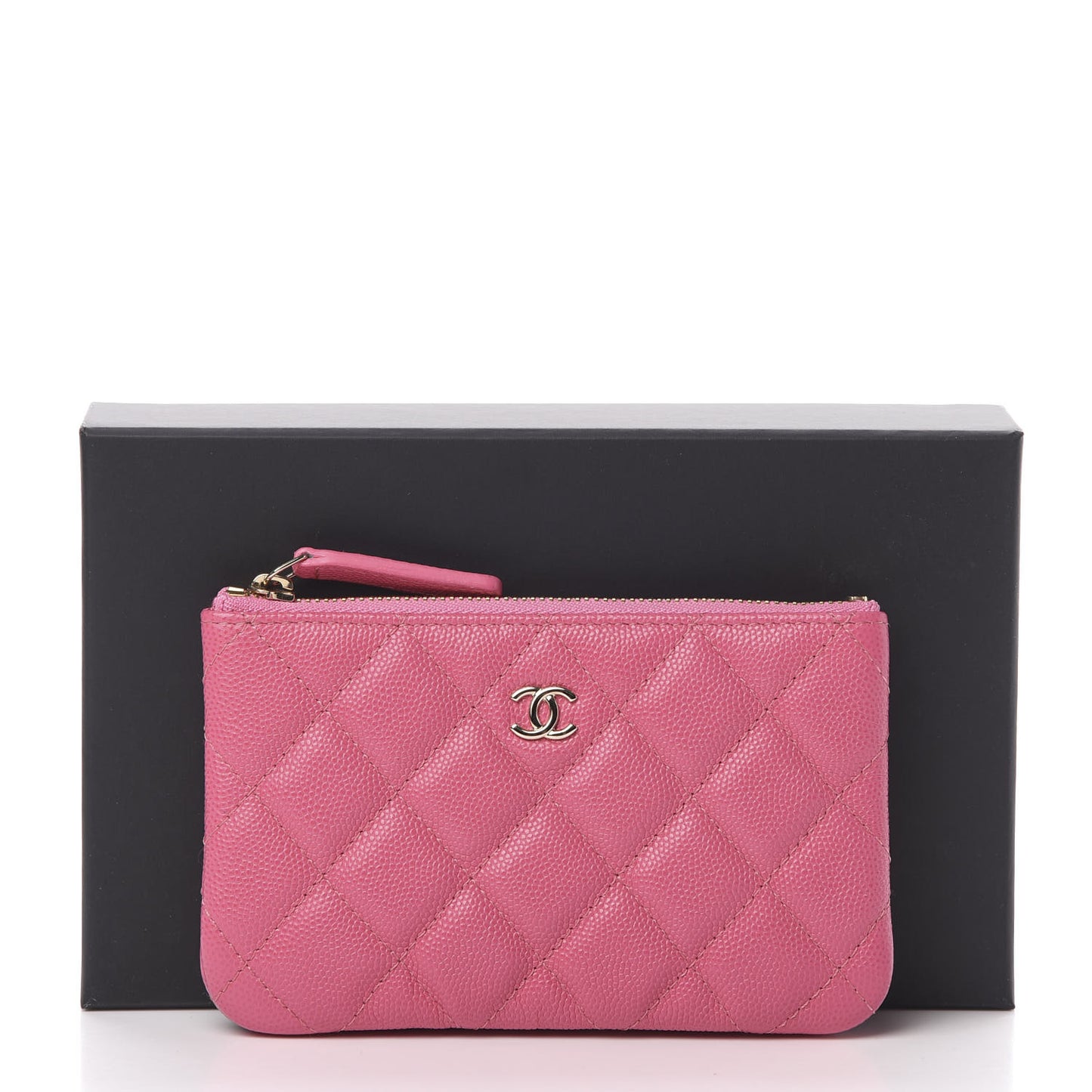 Caviar Quilted Small Cosmetic Case Pink