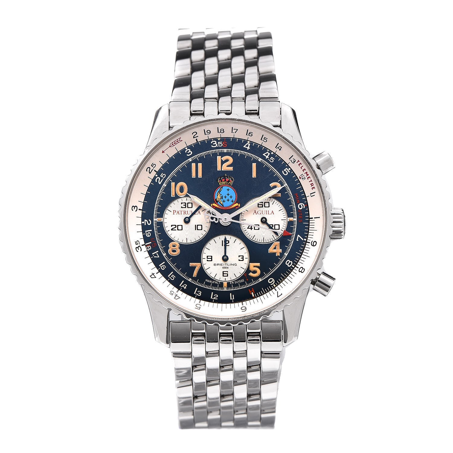 Breitling Stainless Steel 37mm Navitimer 92 Patrulla Aguila Automatic Watch Blue A30022 1 of 7