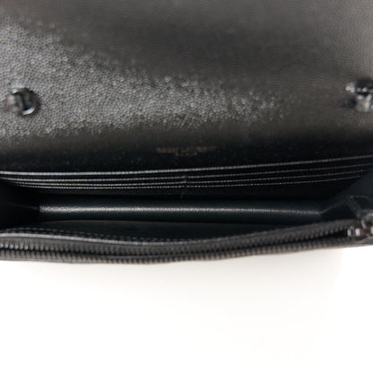 Saint Laurent Grain De Poudre Matelasse Chevron Monogram Monochrome Envelope Chain Black Black 5 of 9