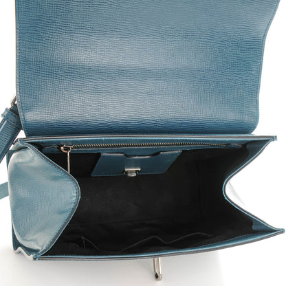 Dolce & Gabbana Calfskin Studded Medium Monica Lock Top Handle Bag Blue 5 of 7