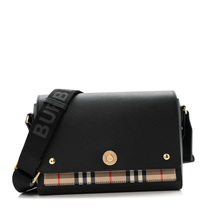 Burberry Grainy Calfskin Vintage Check Note Crossbody Bag Black 1 of 10