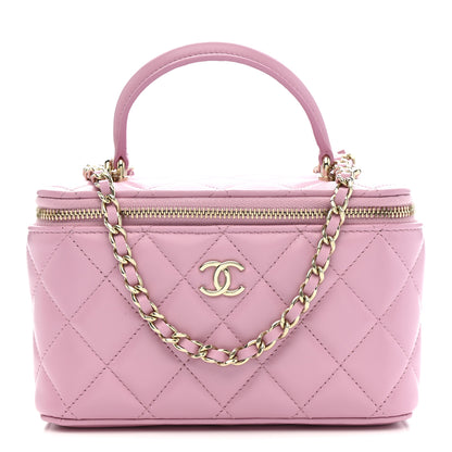 Chanel Lambskin Quilted Small Top Handle Vanity Case With Chain Pink 1 of 12