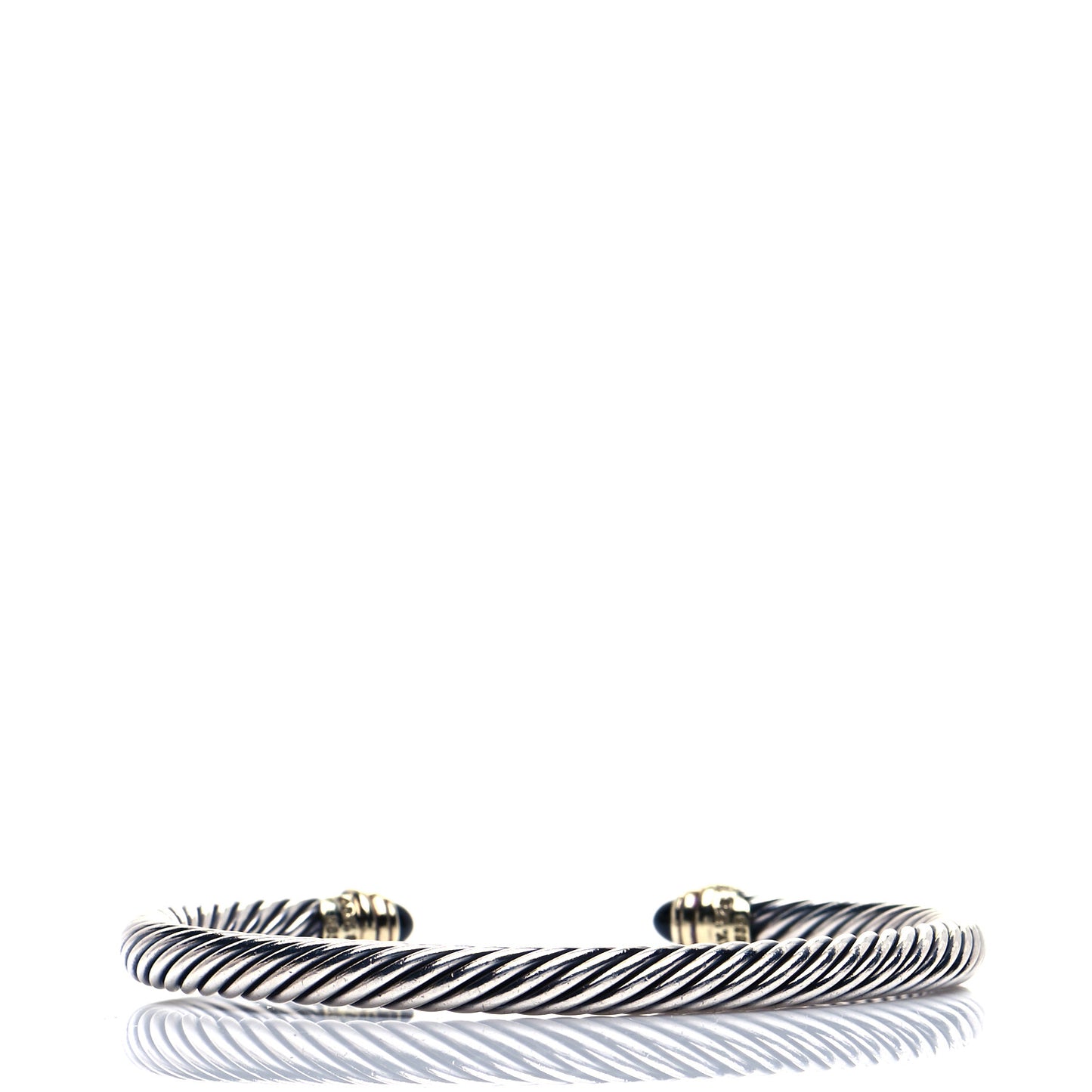 Sterling Silver 14K Yellow Gold Black Onyx 5mm Cable Classics Petite Color Bracelet