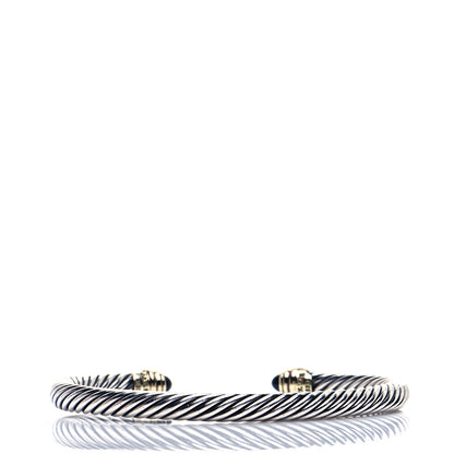 David Yurman Sterling Silver 14K Yellow Gold Black Onyx 5mm Cable Classics Petite Color Bracelet 3 of 5