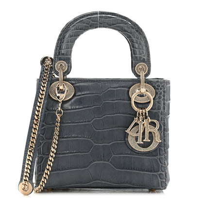 Christian Dior Alligator Crystal Mini Lady Dior Blue 1 of 9