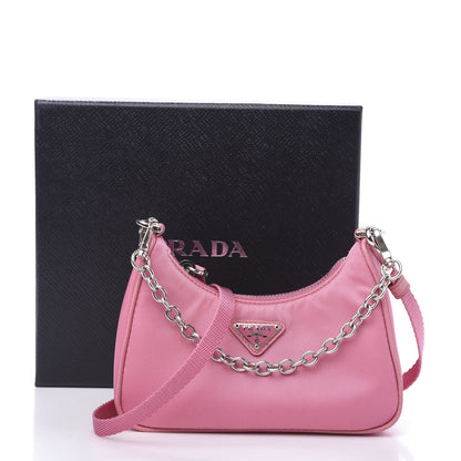 Prada Tessuto Nylon Saffiano Mini Re-Edition 2000 Shoulder Bag Begonia 10 of 10