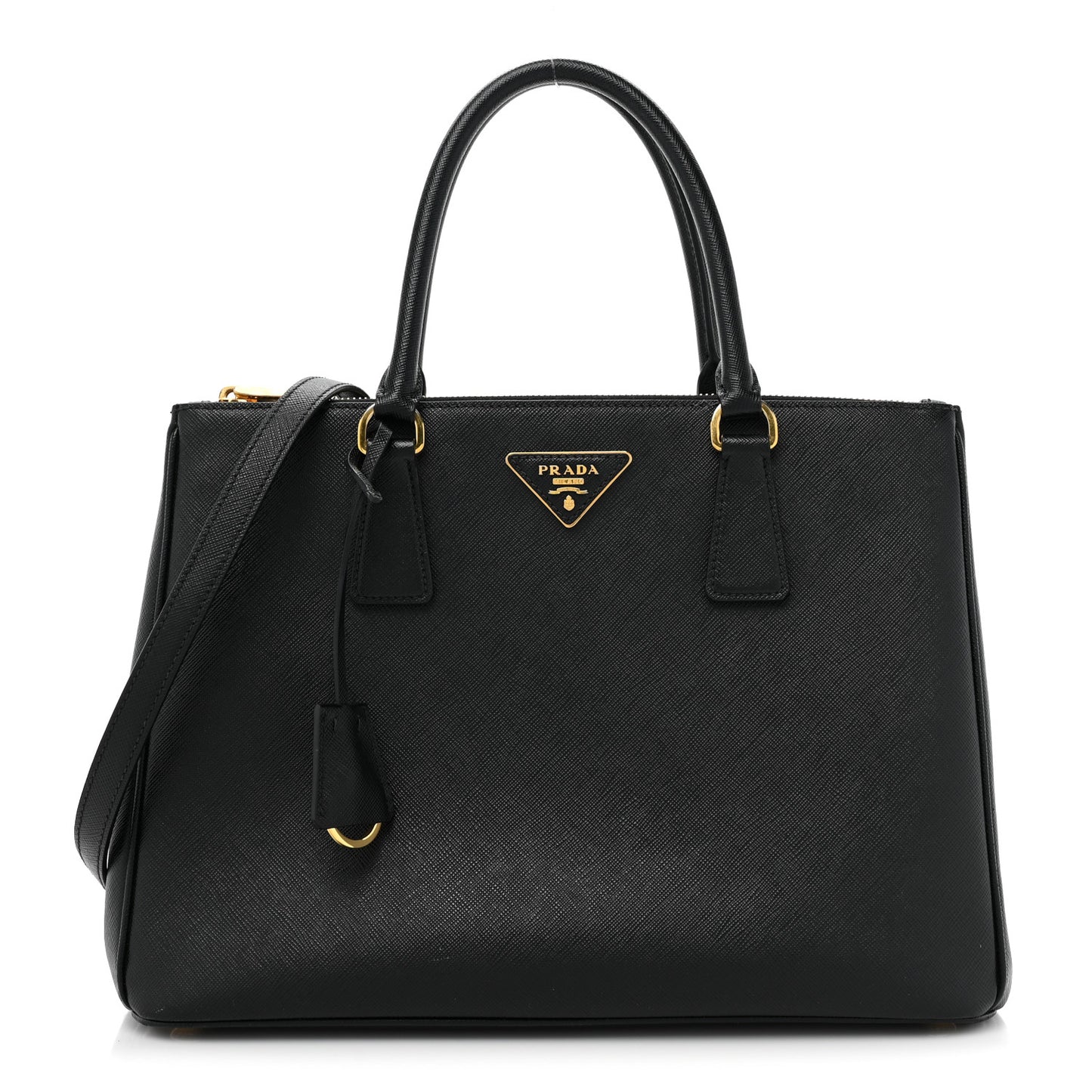 Saffiano Medium Galleria Double Zip Tote Black