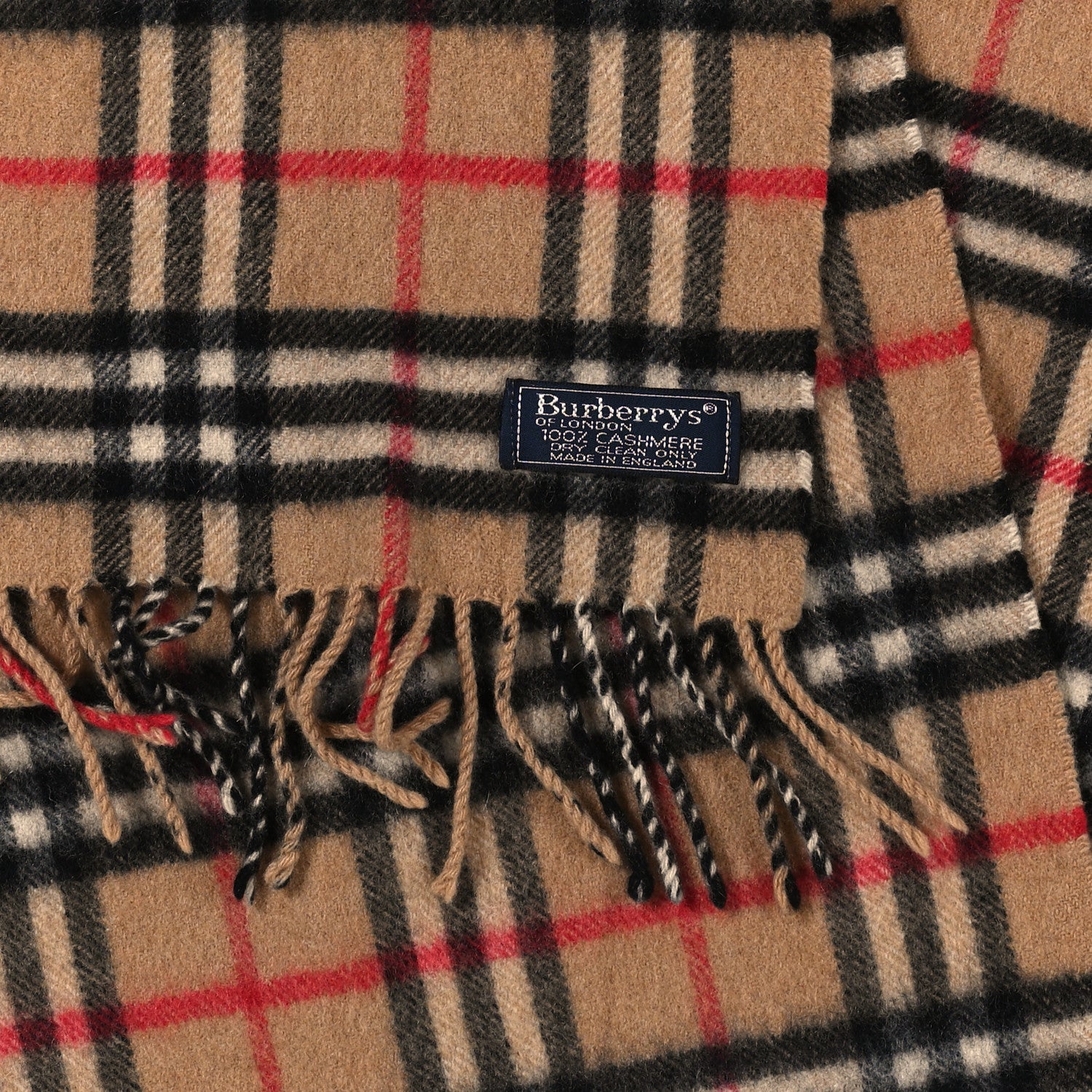 Burberry Cashmere House Check Fringe Scarf Camel 3 of 3