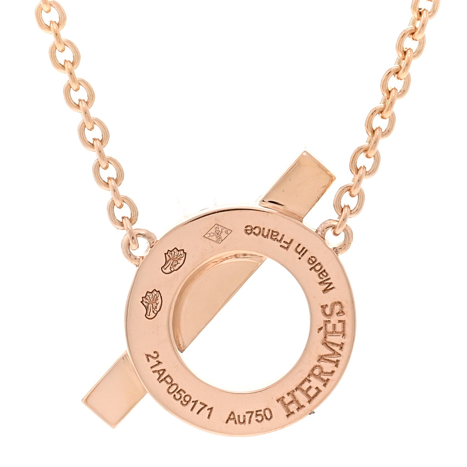 Hermes 18K Rose Gold Diamond Finesse Pendant Necklace 4 of 5