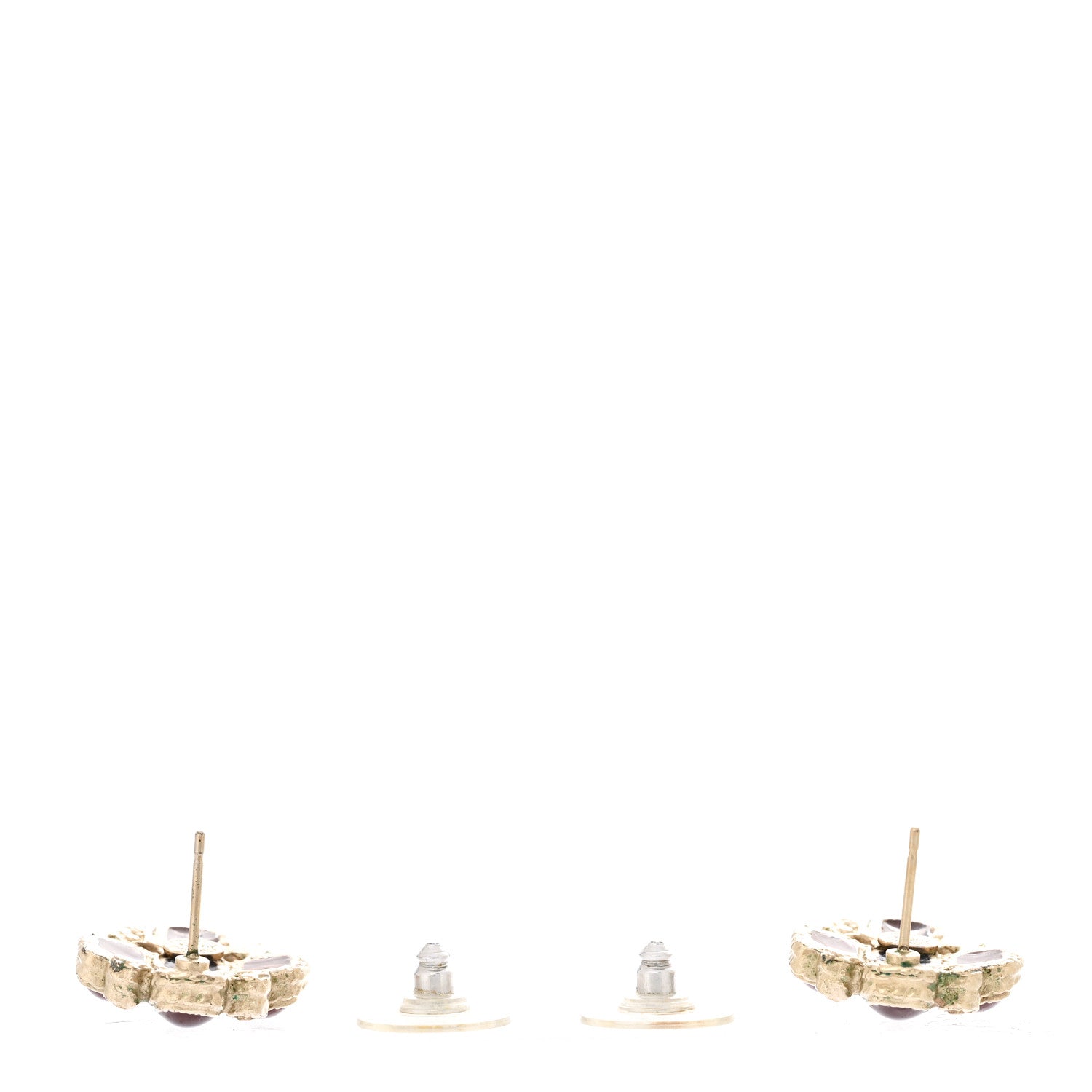 Chanel Gripoix Pearl Earrings Gold Multicolor 3 of 4