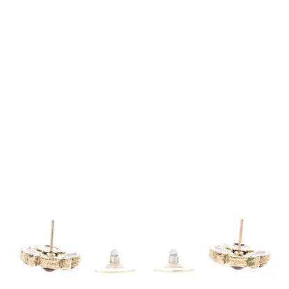 Chanel Gripoix Pearl Earrings Gold Multicolor 3 of 4