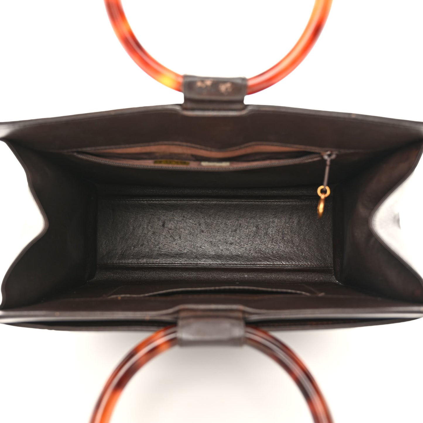 Lambskin CC Tortoise Top Handle Tote Brown