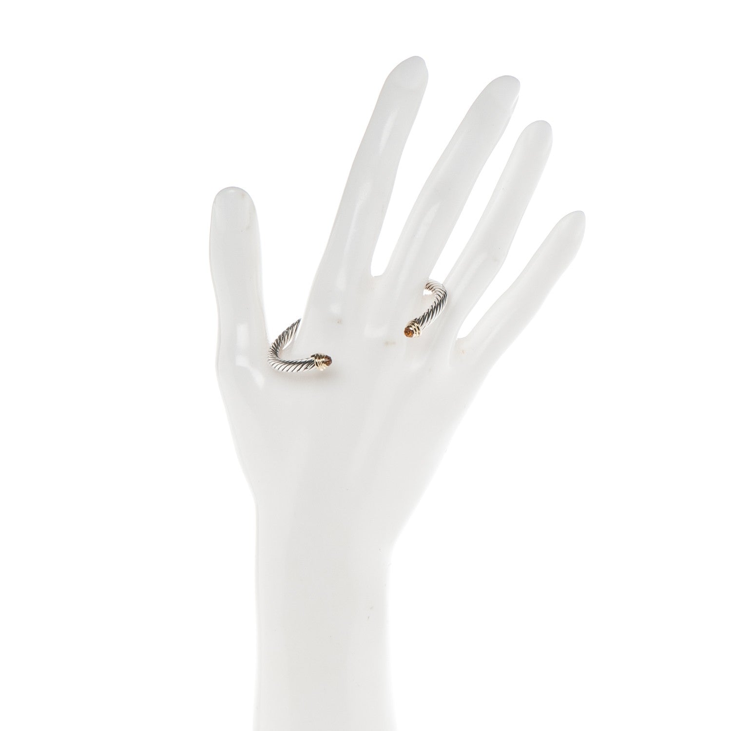 David Yurman Sterling Silver 18K Yellow Gold Citrine 4mm Cable Kids Bracelet 2 of 5