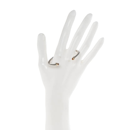 David Yurman Sterling Silver 18K Yellow Gold Citrine 4mm Cable Kids Bracelet 2 of 5