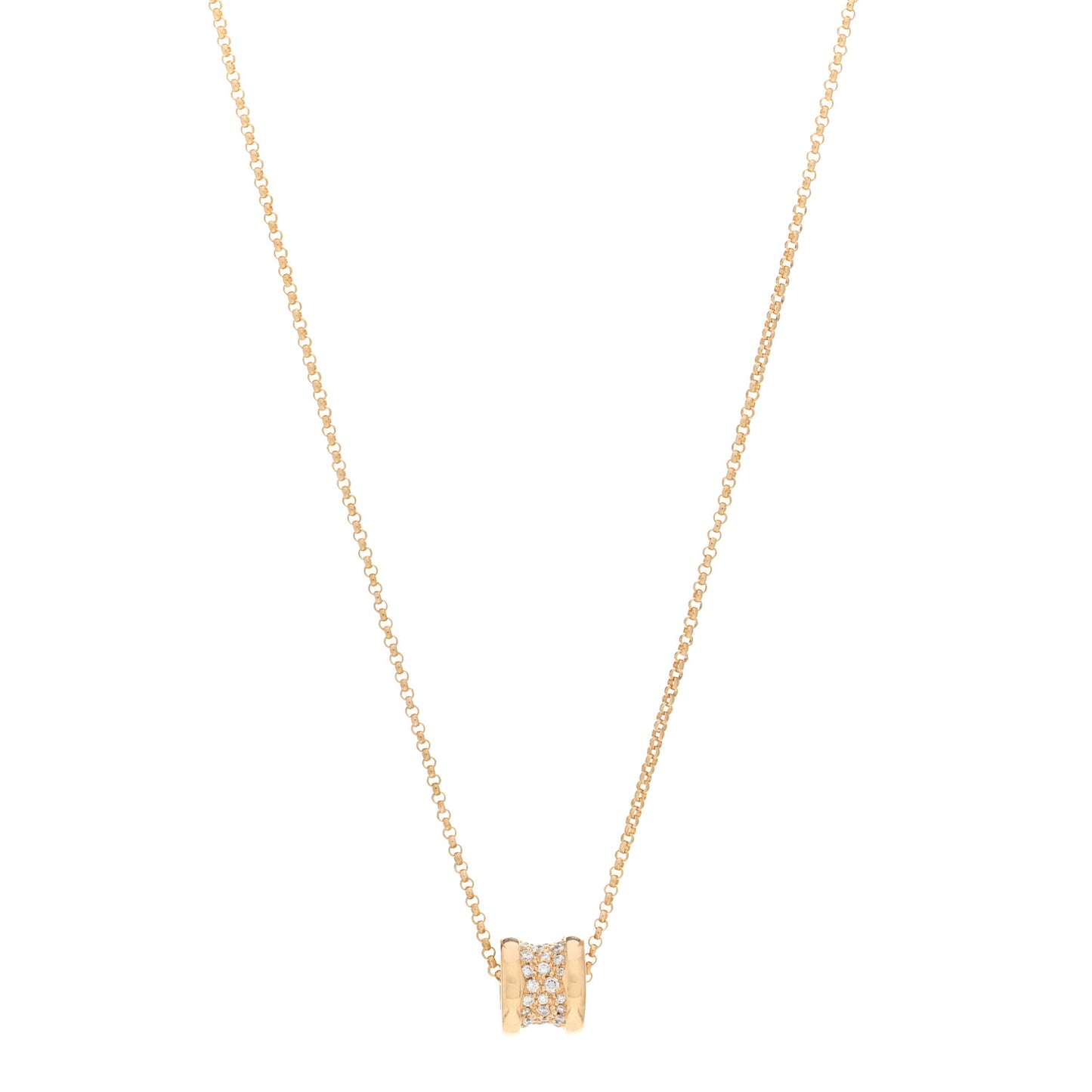 18K Yellow Gold Diamond Small B.Zero1 Pave Pendant Necklace