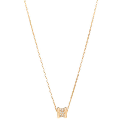 Bulgari 18K Yellow Gold Diamond Small B.Zero1 Pave Pendant Necklace 1 of 5
