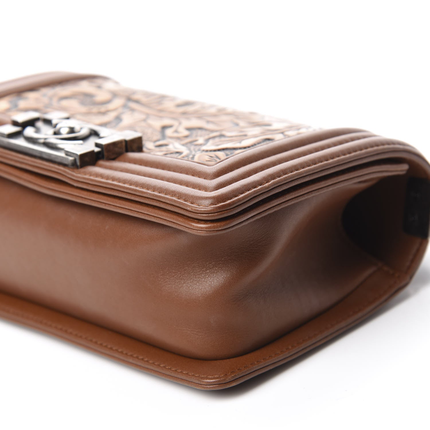 Chanel Calfskin Embossed Small Cordoba Boy Flap Brown 7 of 10