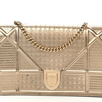 Christian Dior Metallic Patent Micro-Cannage Medium Diorama Flap Bag Gold 7 of 12