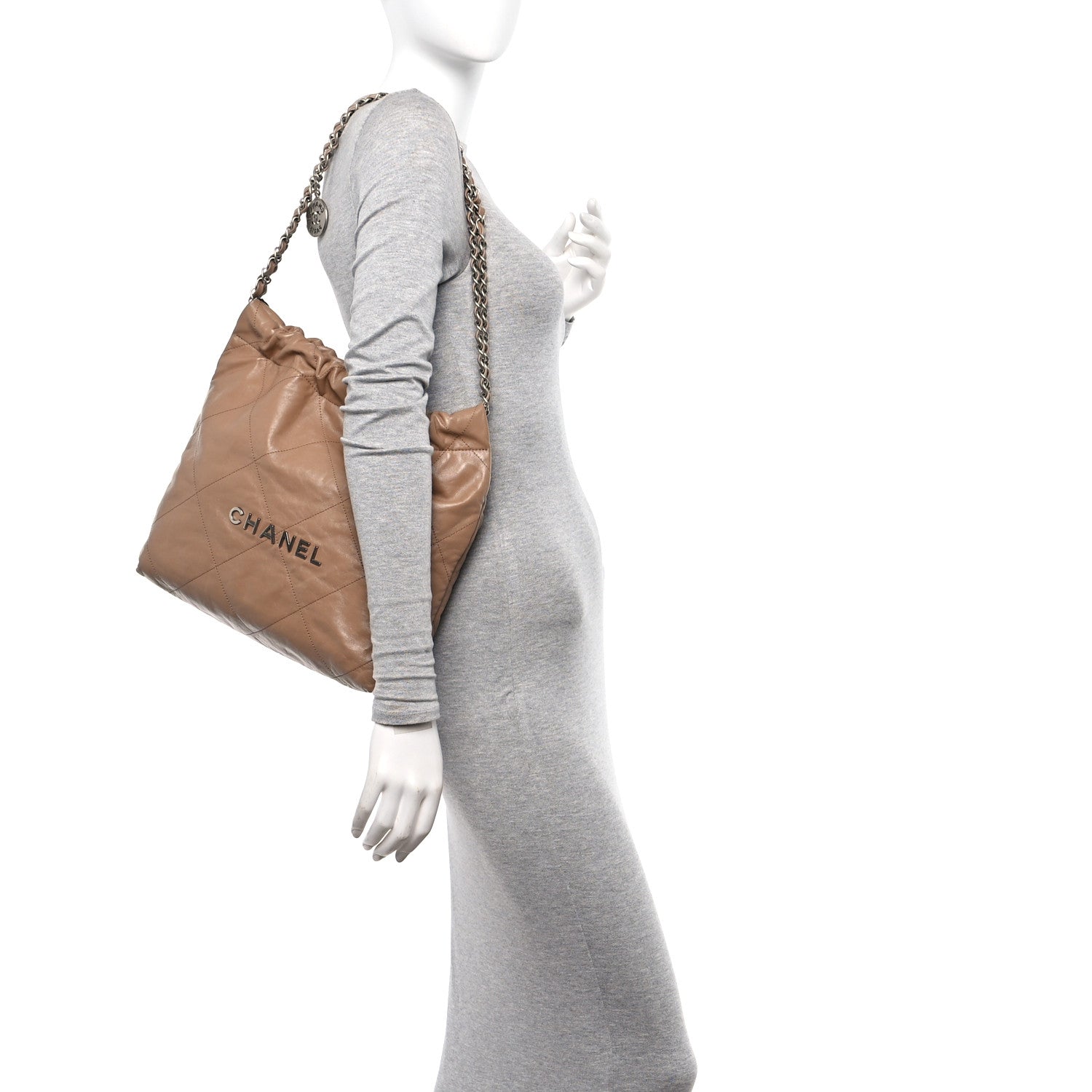 Chanel Shiny Calfskin Quilted Small Chanel 22 Beige 2 of 11