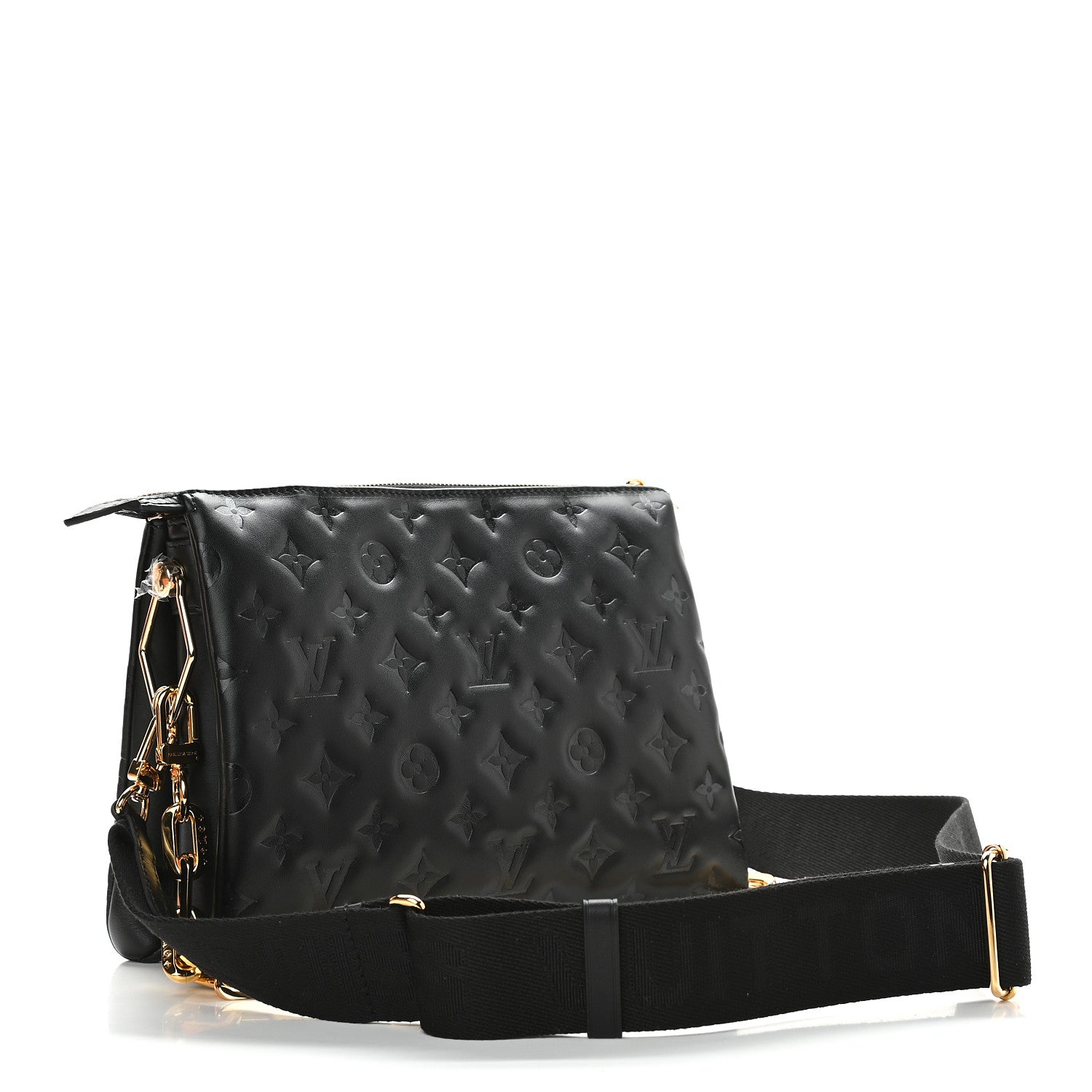 Louis Vuitton Lambskin Embossed Monogram Coussin PM Black 3 of 8