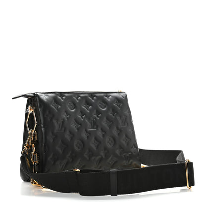 Louis Vuitton Lambskin Embossed Monogram Coussin PM Black 3 of 8