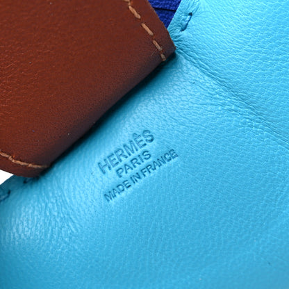 Hermes Milo Lambskin Grigri Rodeo Horse Bag Charm MM Bleu Azteque Bleu Electrique Fauve 3 of 4