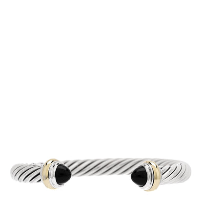 David Yurman Sterling Silver 14K Yellow Gold Black Onyx 7mm Cable Classics Bracelet 1 of 3