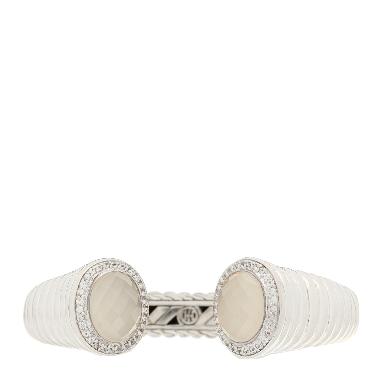Sterling Silver Chalcedony White Topaz Kick Cuff Bracelet