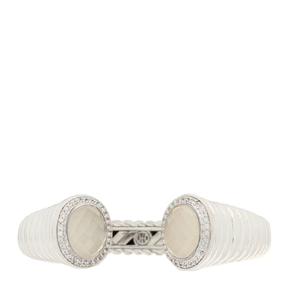 John Hardy Sterling Silver Chalcedony White Topaz Kick Cuff Bracelet 1 of 3