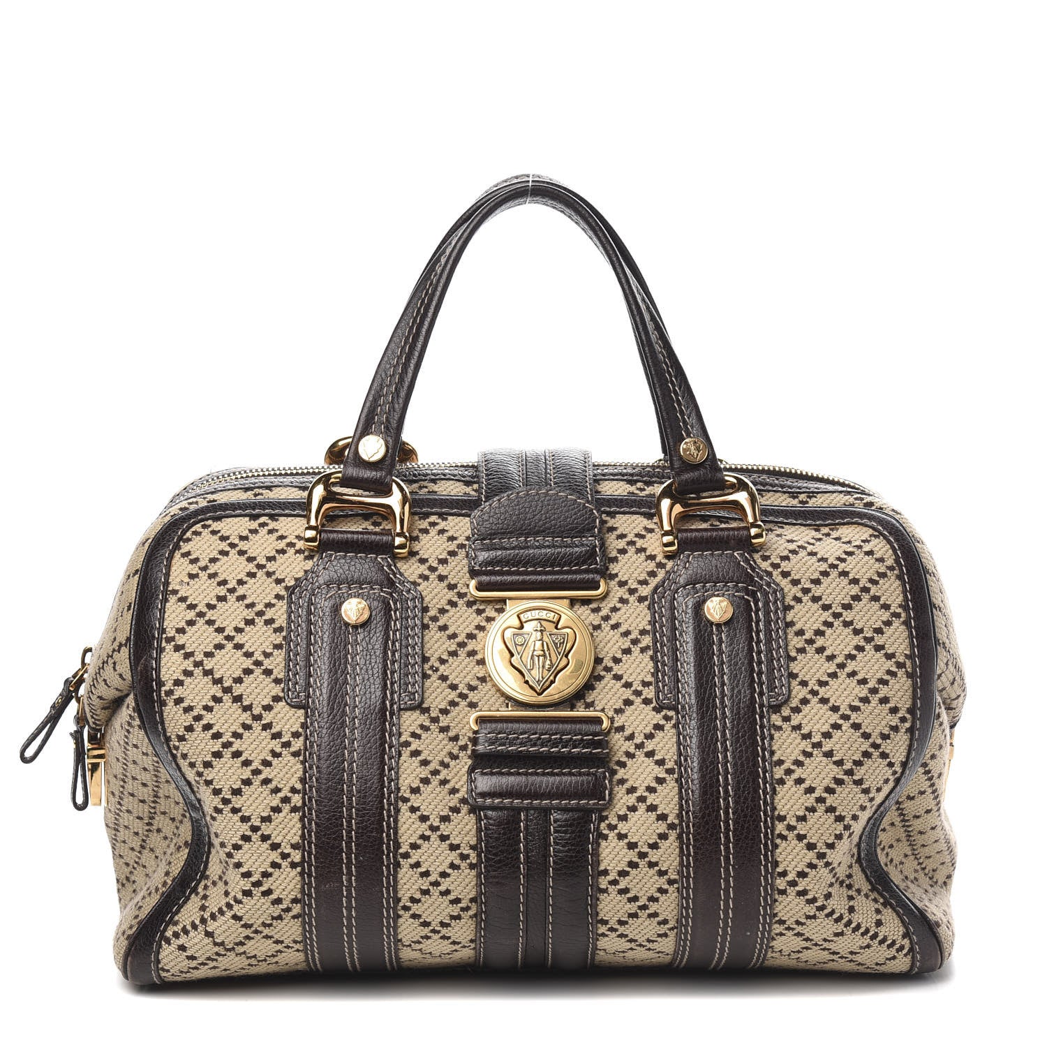 Gucci Diamante Calfskin Large Aviatrix Boston Brown 1 of 11