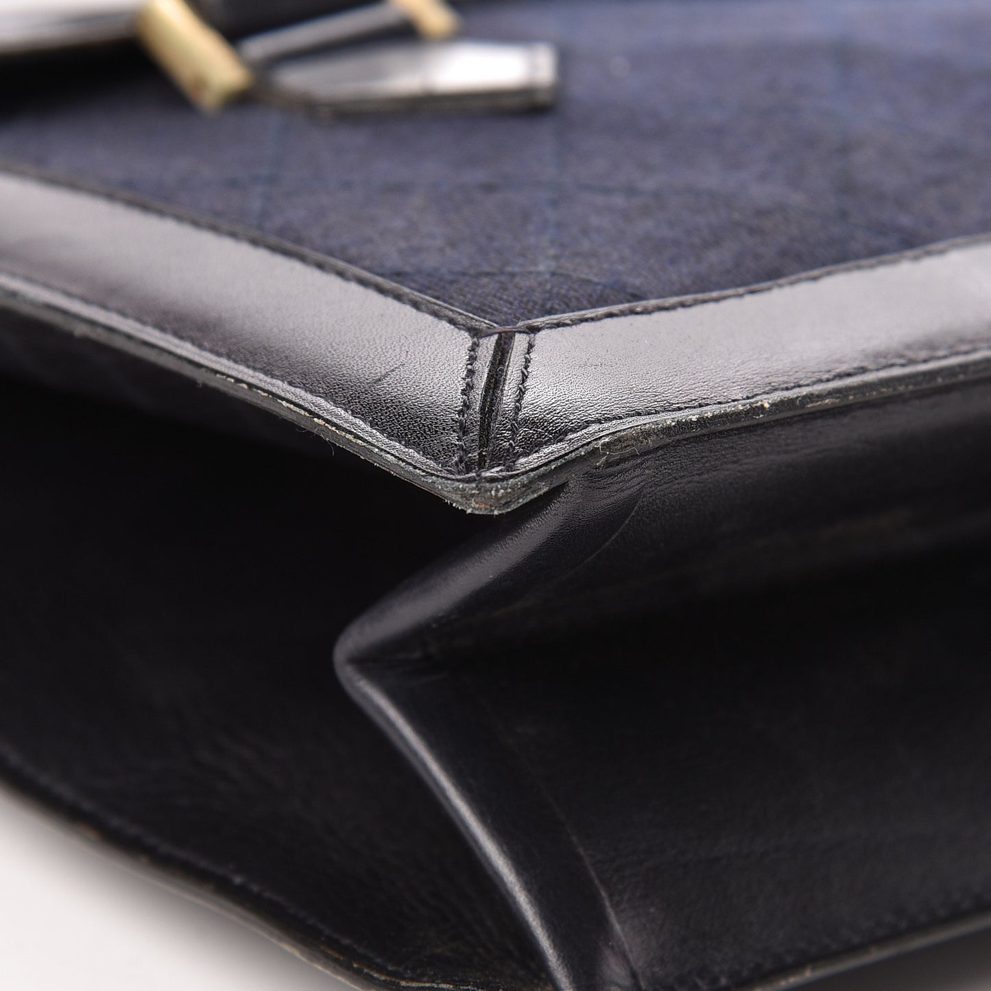 Lambskin Jersey Quilted Shoulder Bag Navy