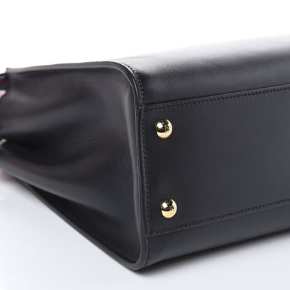 Fendi Vitello Seta Century Nappa Medium Peekaboo Iconic Defender Satchel Black Fragola Maya 10 of 16