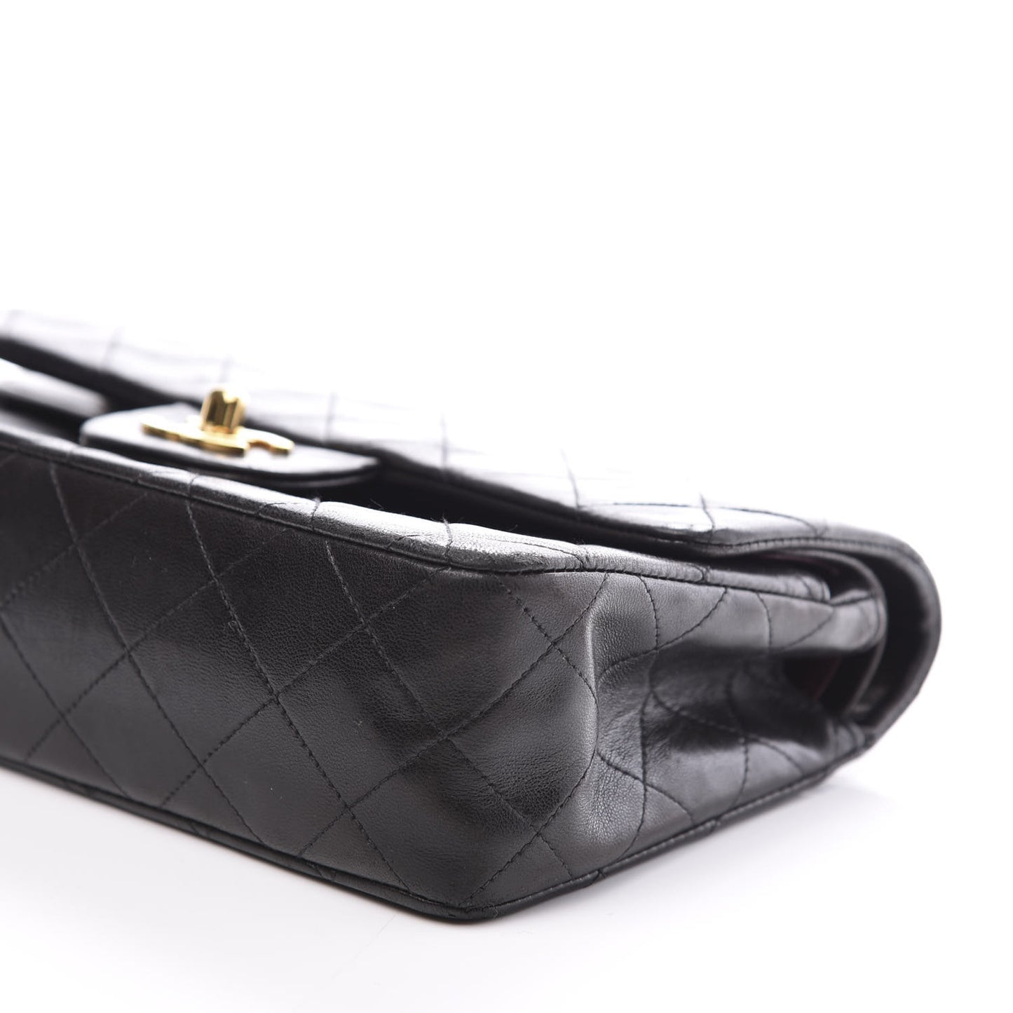 Lambskin Quilted Small Double Flap Black