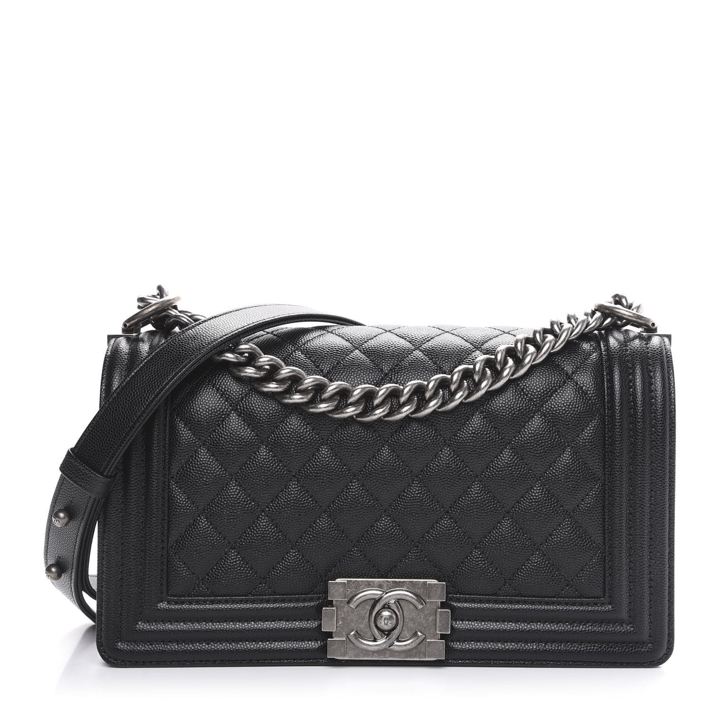 Caviar Quilted Medium Boy Flap Black