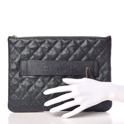 Chanel Iridescent Caviar Medium Night by the C Pouch Clutch Black 2 of 9