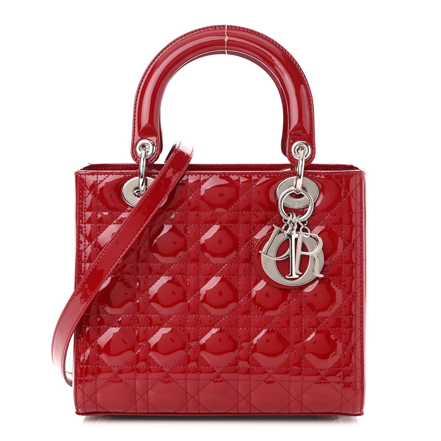 Patent Cannage Medium Lady Dior Red
