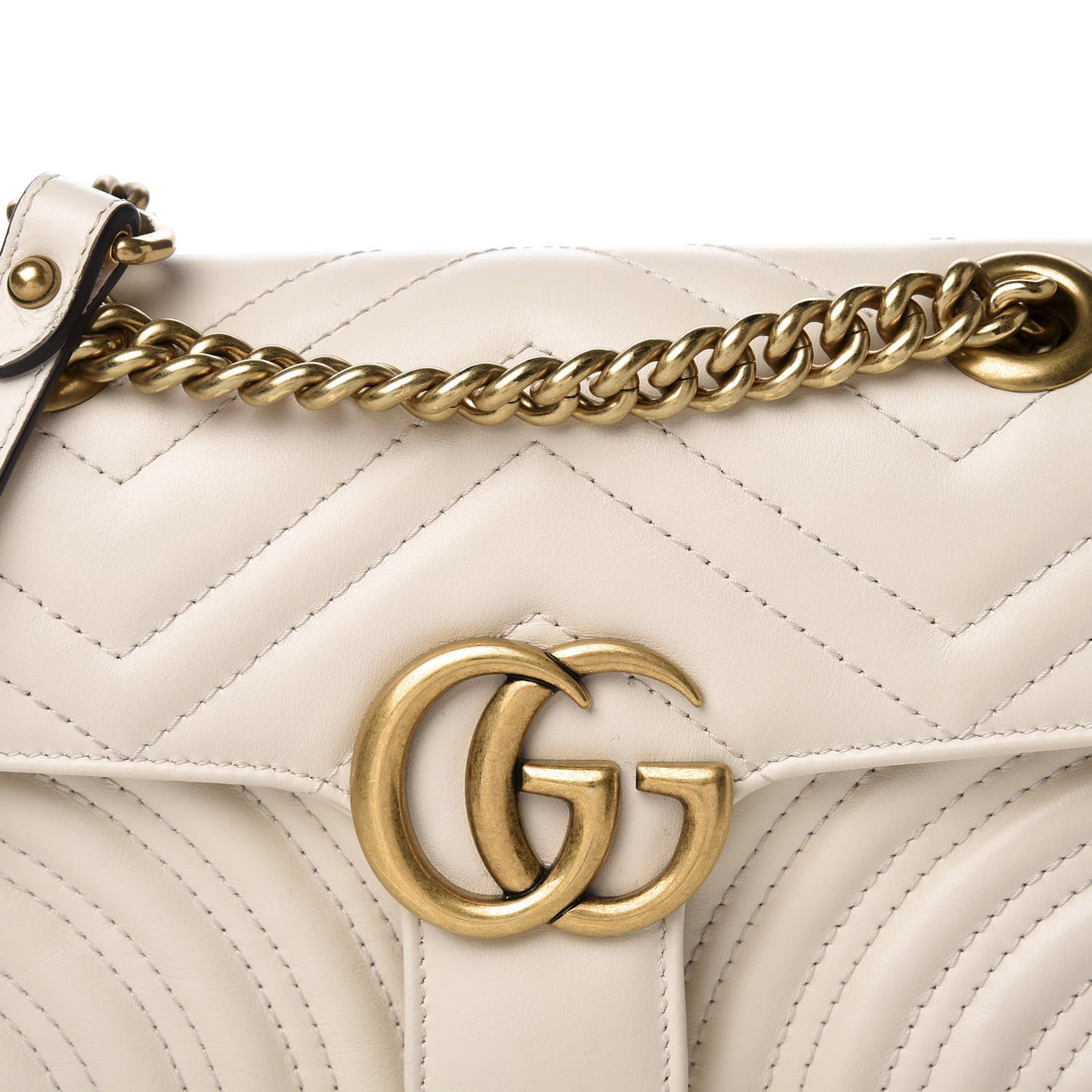 Calfskin Matelasse Mini GG Marmont Shoulder Bag White