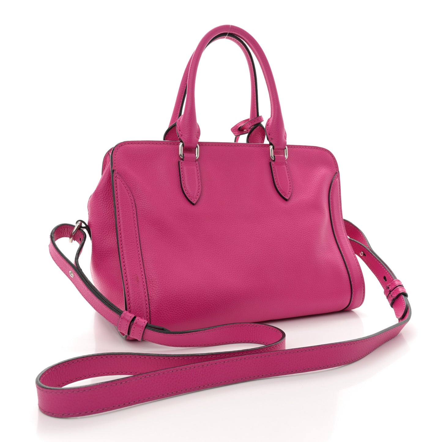 Pebbled Calfskin Small Skull Padlock Zip Around Tote Bouganville