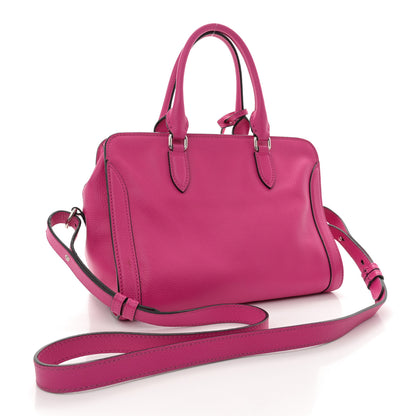 Alexander McQueen Pebbled Calfskin Small Skull Padlock Zip Around Tote Bouganville 3 of 18