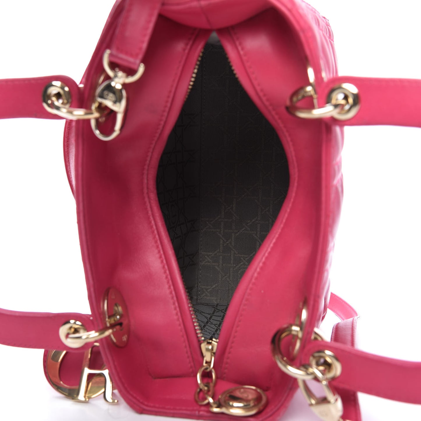 Lambskin Cannage Medium Lady Dior Fuchsia