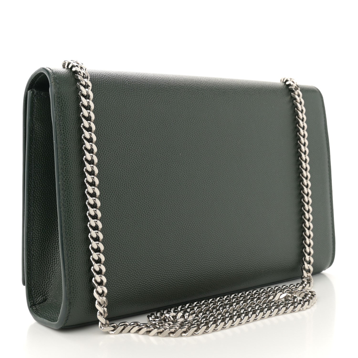 Saint Laurent Grain De Poudre Medium Classic Monogram Kate Satchel Vert Fonce 3 of 12