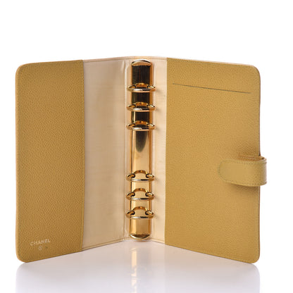 Chanel Caviar Timeless CC Ring Agenda Planner Yellow 5 of 8