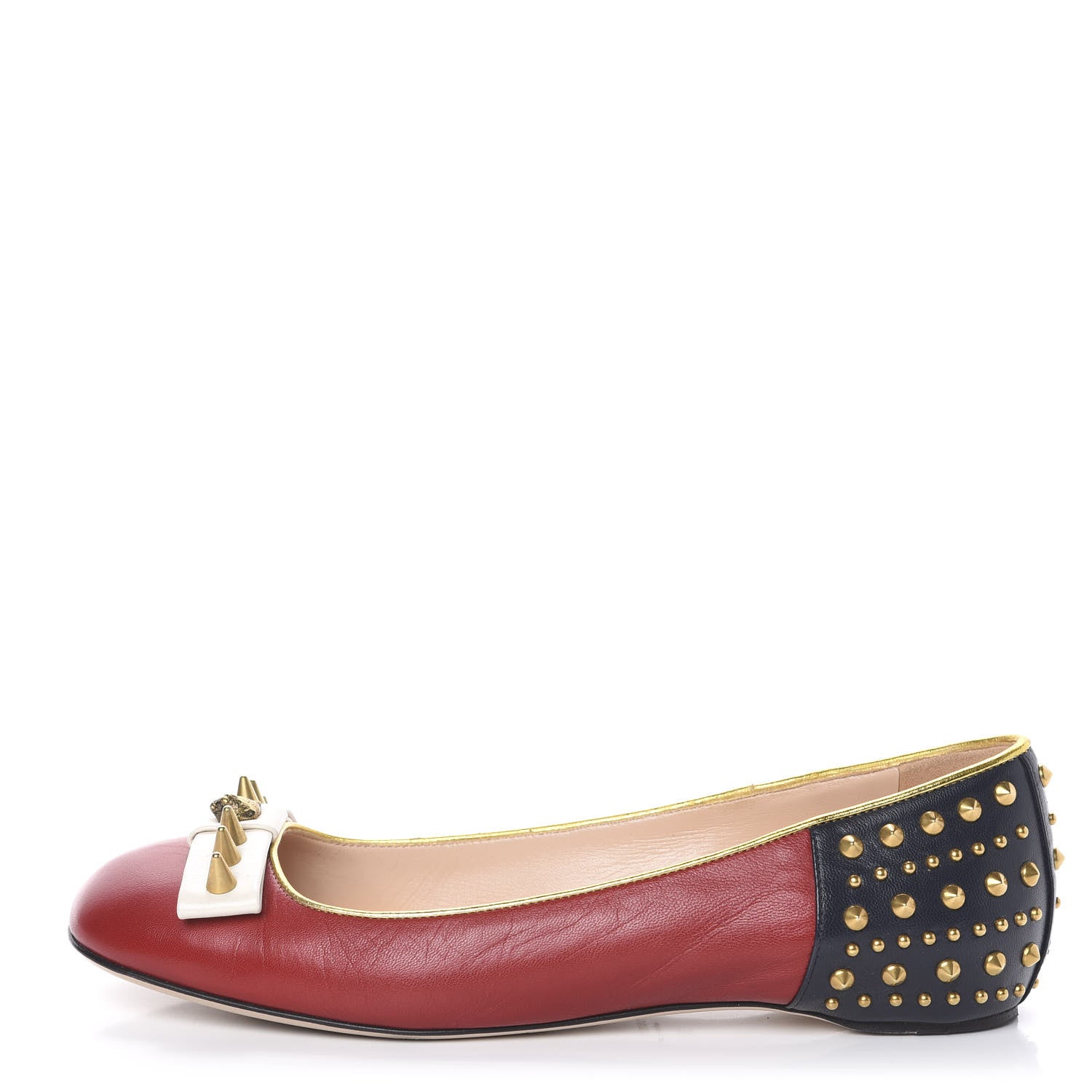 Gucci Calfskin Studded Lexi Ballerina Flats 38 Red 1 of 13