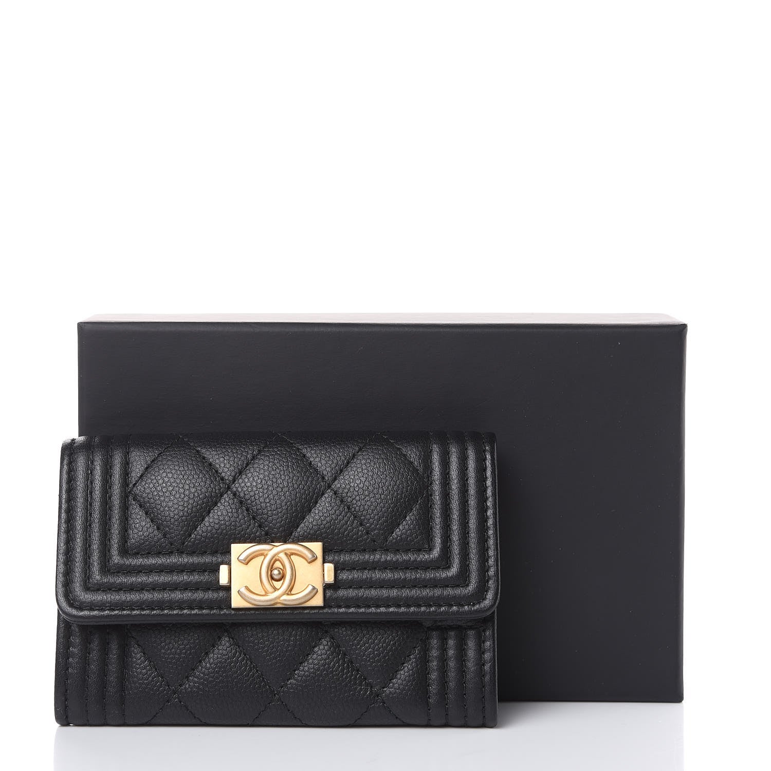 Chanel Caviar Quilted Boy Flap Card Holder Black 9 of 9