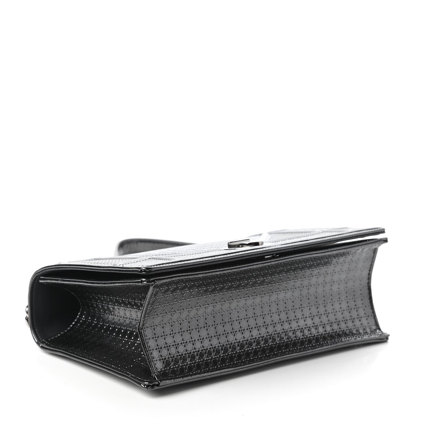 Metallic Patent Micro-Cannage Medium Diorama Flap Bag Onyx Black