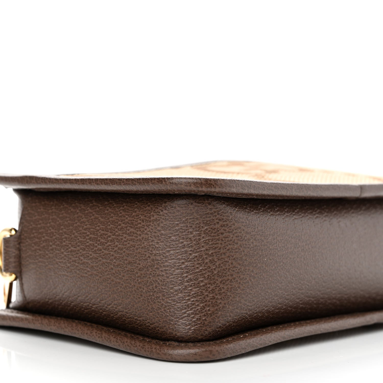 Gucci Monogram Jumbo GG Textured Dollar Calfskin Web Mini Crossbody Bag Camel Ebony New Acero 9 of 10