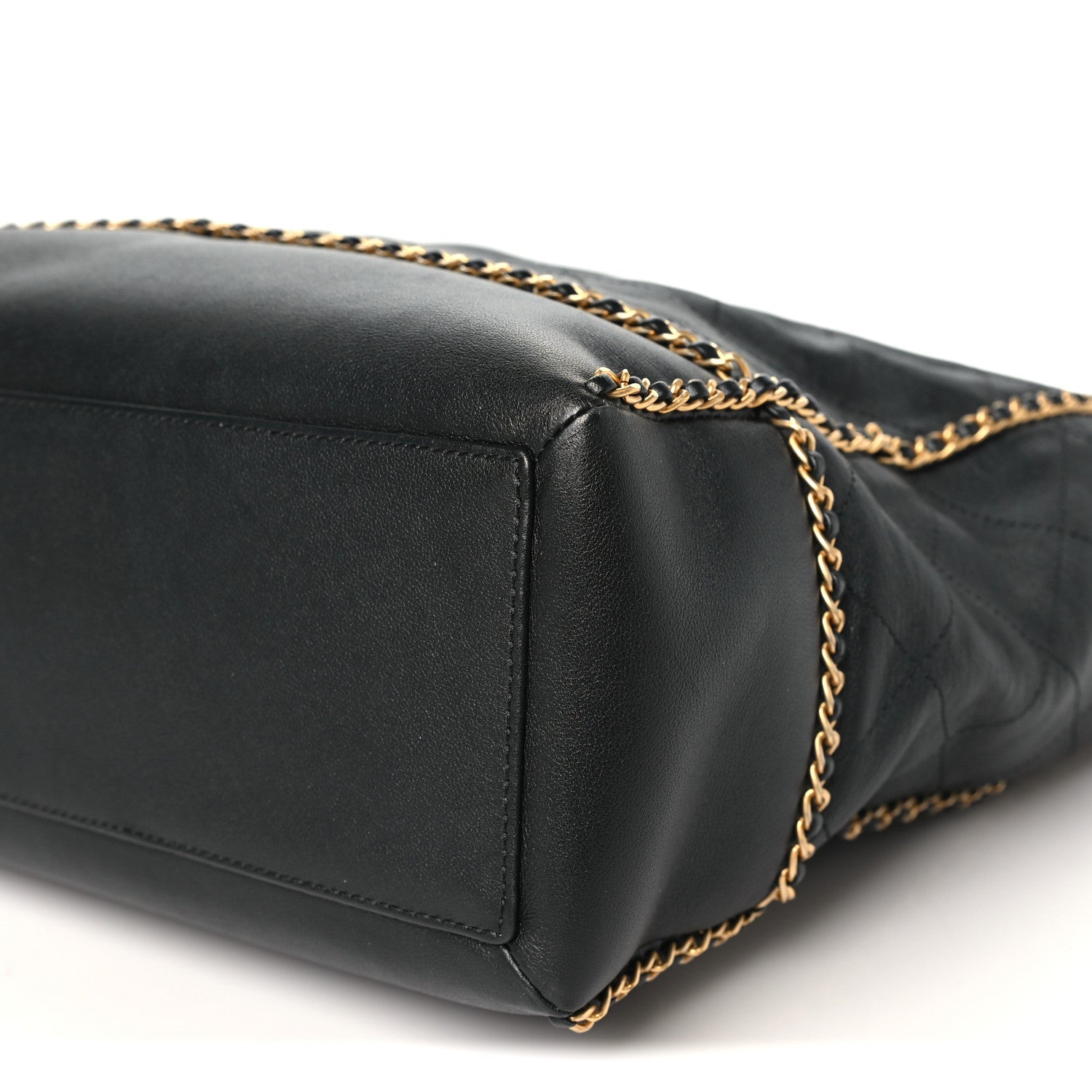 Chanel Calfskin Quilted Chain Lines Shopping Tote Black 10 of 10